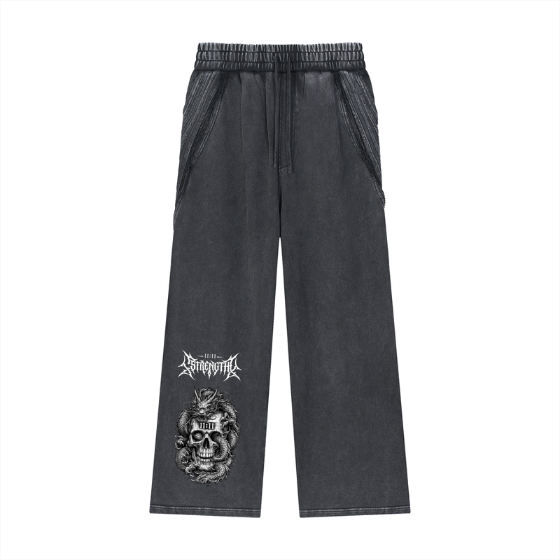 Ryū Skull Raw-Edge Sweatpants