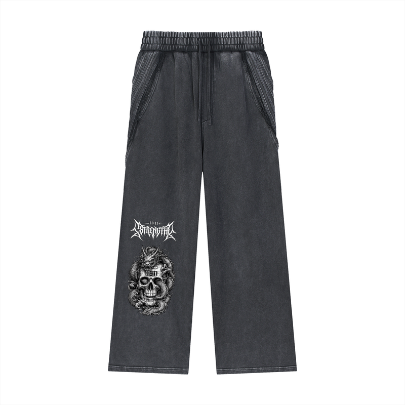 Ryū Skull Raw-Edge Sweatpants