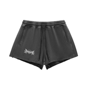 Snow Washed Raw Edge Drawstring Shorts