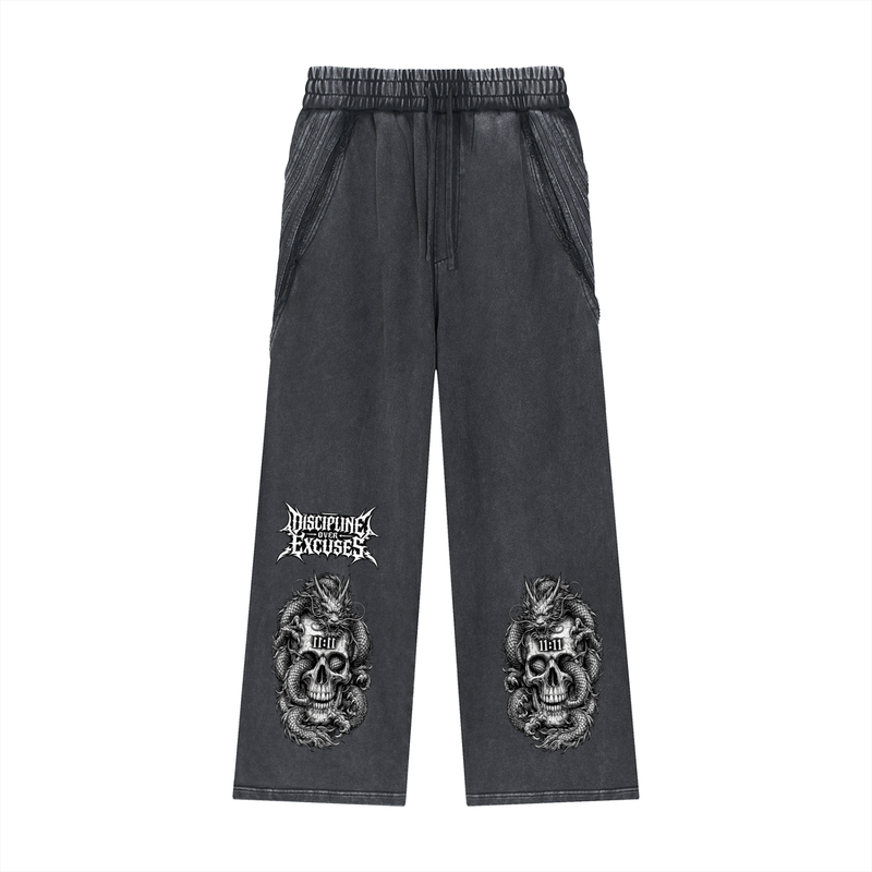 Ryū Skull Raw-Edge Sweatpants